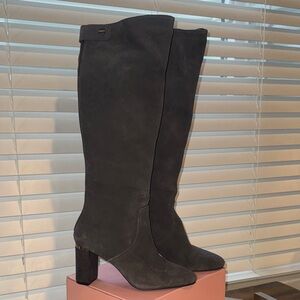 Alfani Gray Suede Knee-high Block Heel Boots size 7